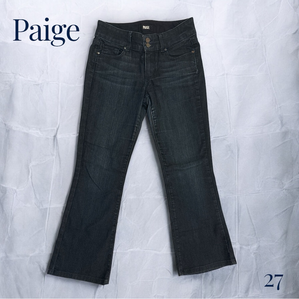 Paige Hidden Hills High Rise Bootcut Jeans Dark Indigo Stretch Size 27